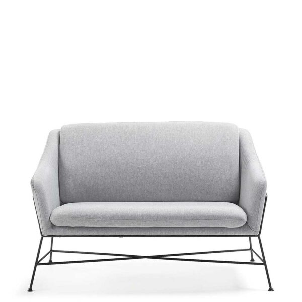 Wohnzimmer Sofa in Grau Webstoff 4-Fuß Gestell aus Metall