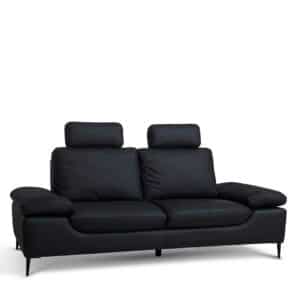 Dreisitzer Couch in Schwarz Steck-Kopfstützen und verstellbaren Armlehnen