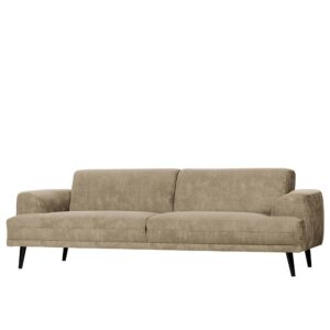 Couch in Beige Samt Armlehnen