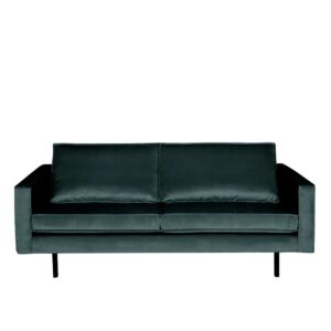 Zweisitzer Sofa in Petrol Samt Retro Design