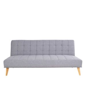 Bettsofa in Hellgrau Webstoff Skandi Design