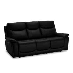 Wohnzimmer Couch mit Relaxfunktion Schwarz Leder