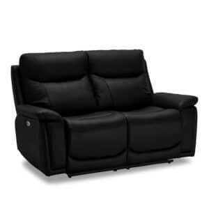 Leder Couch in Schwarz Relaxfunktion