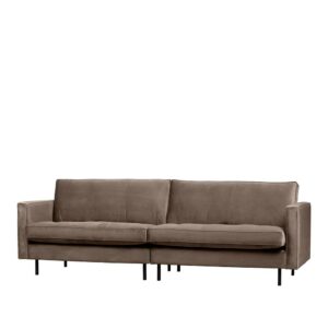 Retro Sofa in Taupe Samt 275 cm breit