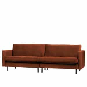 3er Sofa in Rostfarben Samt Retro Style