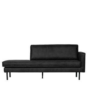 Dreier Sofa in Schwarz Recyclingleder Retrostil