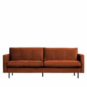 Retrosofa in Rostfarben Samt 230 cm breit