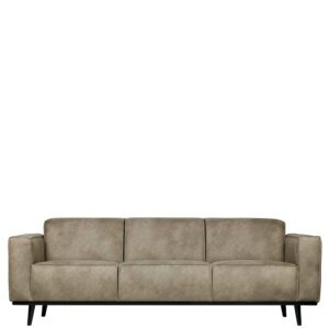 Dreier Sofa in Hellgrau Kunstleder 230 cm breit