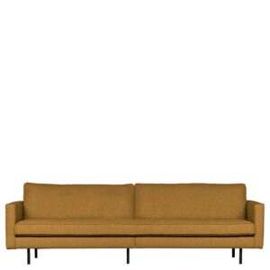 Sofa in Hellbraun Webstoff Retrostil