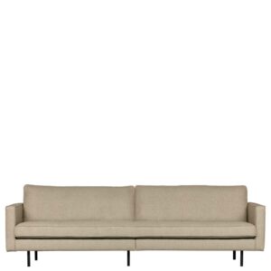 Dreisitzer Sofa in Beigegrau Webstoff Retro Style