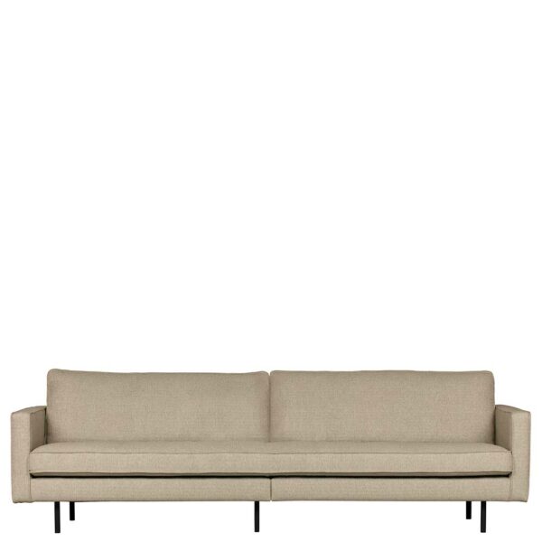 Dreisitzer Sofa in Beigegrau Webstoff Retro Style