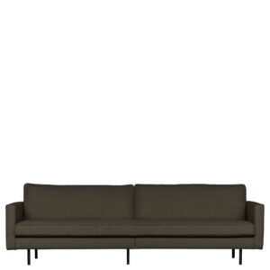 3er Sofa in Graubraun Webstoff Retrostil