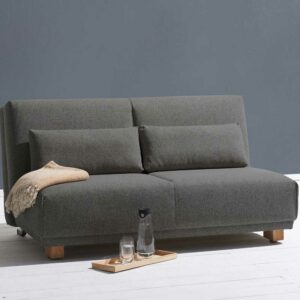 Dreier Sofa in Dunkelgrau Webstoff Schlaffunktion