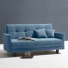 Ausziehsofa in Blau Flachgewebe verstellbaren Armlehnen