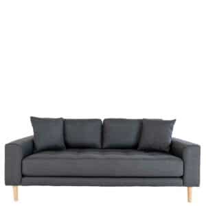 Couch in Dunkelgrau Webstoff Eichefarben
