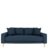 180 cm breites Wohnzimmer Sofa in Dunkelblau und Eichefarben Armlehnen
