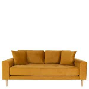 Wohnzimmer Couch in Gelb Samt Eichefarben