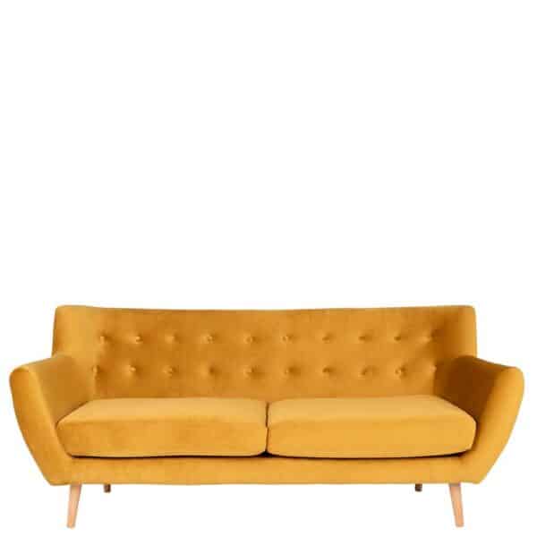 Gelbe Couch mit drei Sitzplätzen Skandi Design