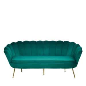 Muschel Sofa in Grün und Goldfarben Samt