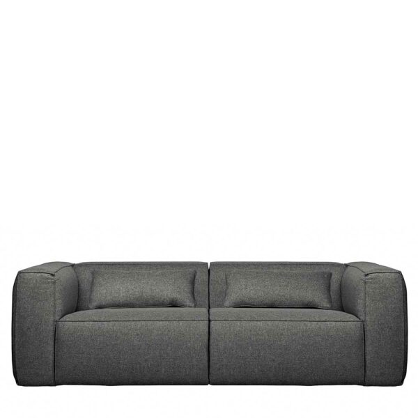 Graues Sofa mit Bezug aus Stoff Rücken echt bezogen