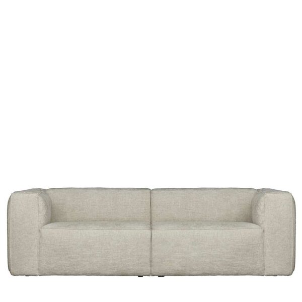 Dreisitzer Sofa in Beige meliert Strukturstoff Bezug