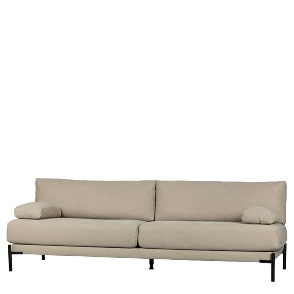 Canvas Dreisitzer Sofa in Beigegrau und Schwarz Gestell aus Metall