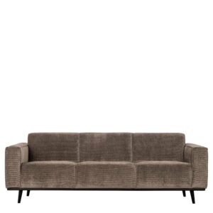 Cord Sofa in Taupe Vierfußgestell aus Holz