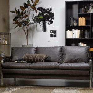 Retro Dreisitzer Couch aus Microfaser Chromgestell aus Metall