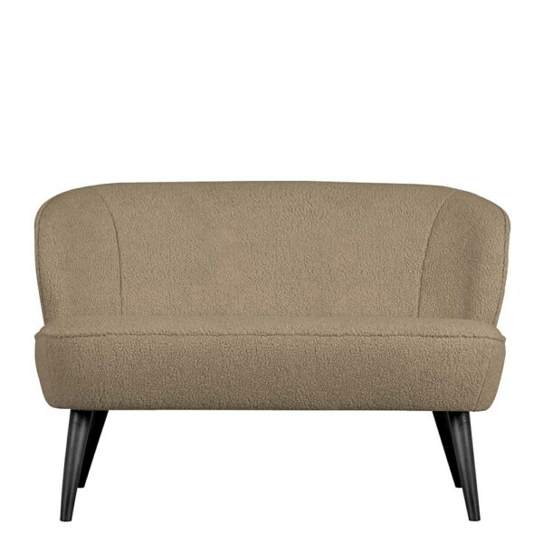 Kleines Sofa aus Webplüsch Beige Vierfußgestell aus Holz