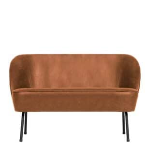 Zweisitzer Couch in Cognac Braun & Schwarz Recyclingleder Bezug