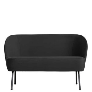 Schwarze Couch aus Samt Vierfußgestell aus Metall