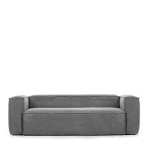 Graues Cord Sofa in modernem Design 210 cm breit