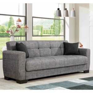 Zweisitzer Schlafsofa in Grau & Schwarz 223 cm Breite