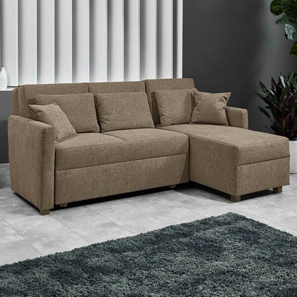 Eckbettsofa in Taupe drei Sitzplätzen