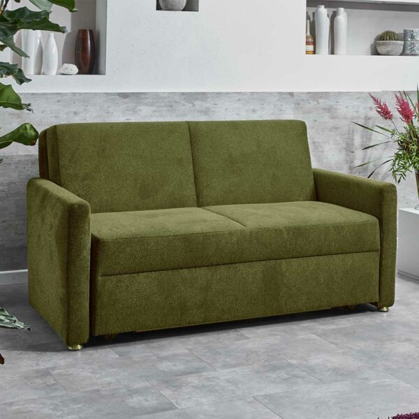 Modernes Bettsofa in Oliv Grün zwei Sitzplätzen