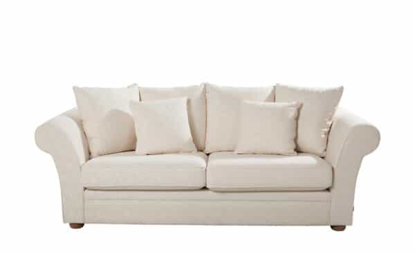 Landhaus-Sofa  weiß - Flachgewebe Olivia ¦ weiß Polstermöbel > Sofas > 3-Sitzer - Höffner
