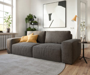 Big-Sofa Lanzo L 250x105 cm Mikrofaser Khakibraun