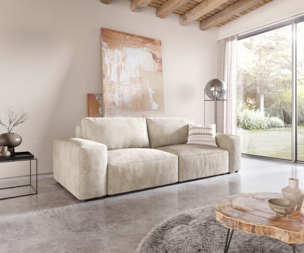 Big-Sofa Lanzo L 250x105 cm Cord Beige