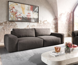 Big-Sofa Lanzo XL 270x125 cm Mikrofaser Khakibraun