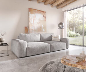 Big-Sofa Lanzo XL 270x125 cm Cord Silbergrau