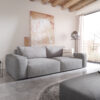 Big-Sofa Lanzo XL 270x125 cm Mikrofaser Grau mit Hocker