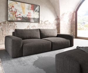 Big-Sofa Lanzo XL 270x125 cm Mikrofaser Khakibraun mit Hocker