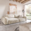 Big-Sofa Lanzo XL 270x125 cm Cord Beige mit Hocker