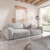 Big-Sofa Lanzo XL 270x125 cm Cord Silbergrau mit Hocker