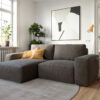 Ecksofa Lanzo L 260x160 cm Mikrofaser Khakibraun Recamiere variabel