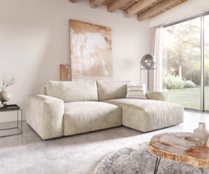 Ecksofa Lanzo XL 280x175 cm Cord Beige Recamiere variabel