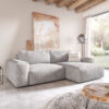 Ecksofa Lanzo XL 280x175 cm Cord Silbergrau Recamiere variabel