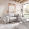 Ecksofa Lanzo L 260x160 cm Cord Silbergrau Recamiere variabel mit Hocker