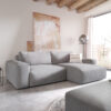 Ecksofa Lanzo XL 280x175 cm Mikrofaser Grau Recamiere variabel mit Hocker