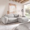 Ecksofa Lanzo XL 280x175 cm Cord Silbergrau Recamiere variabel mit Hocker